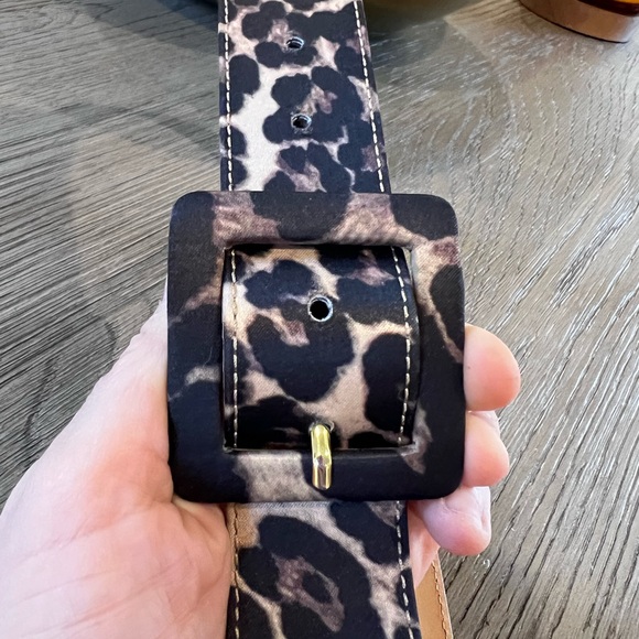 Veronica Beard Aluma Leopard Print Satin Belt
